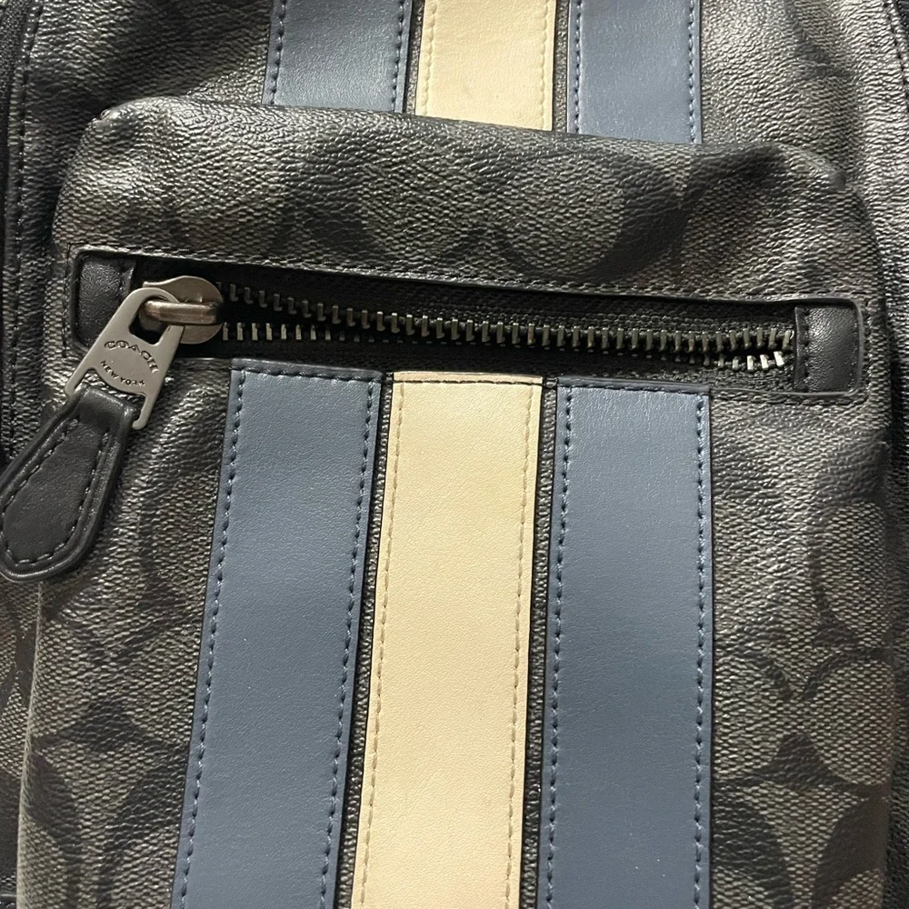 Coach Black and Blue Striped Backpack